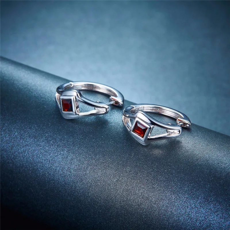 925 пробы Silve модные красные CZ серьги-кольца с цирконом для женщин девочек персонализированные свадебные ювелирные изделия серьги