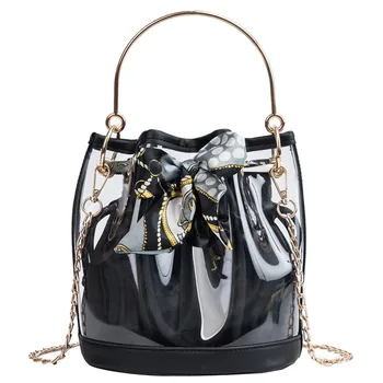 

Solid Sweet Bunch Pocket Scarves Decoration Evening Bags Transparent Outdoor Handbags Ladies Party Small Pouch Shoulder Purse