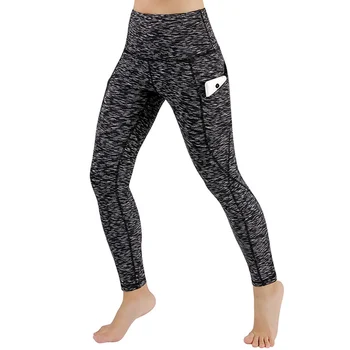 

Women High Waist Pants with Pockets Quick Drying Sports Running Elastic Tights XRQ88