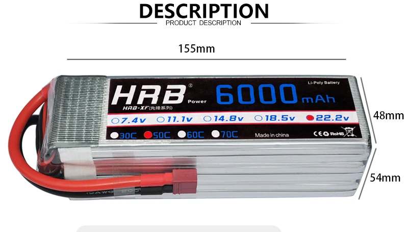 HRB 6S 22,2 V Lipo батарея 2200mah T Deans 1800mah 2600 3300mah 4000mah 5000mah 6000mah 10000mah 12000mah 16000 mah 22000mah RC запчасти