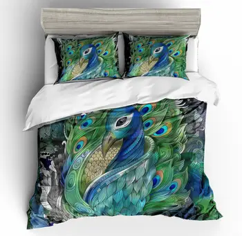 

3D Printed Bedding Set Duvet Cover Set Pillowcases Home Textile Bedclothes Comforter Cover BedclothesWatercolor Peacock Panda