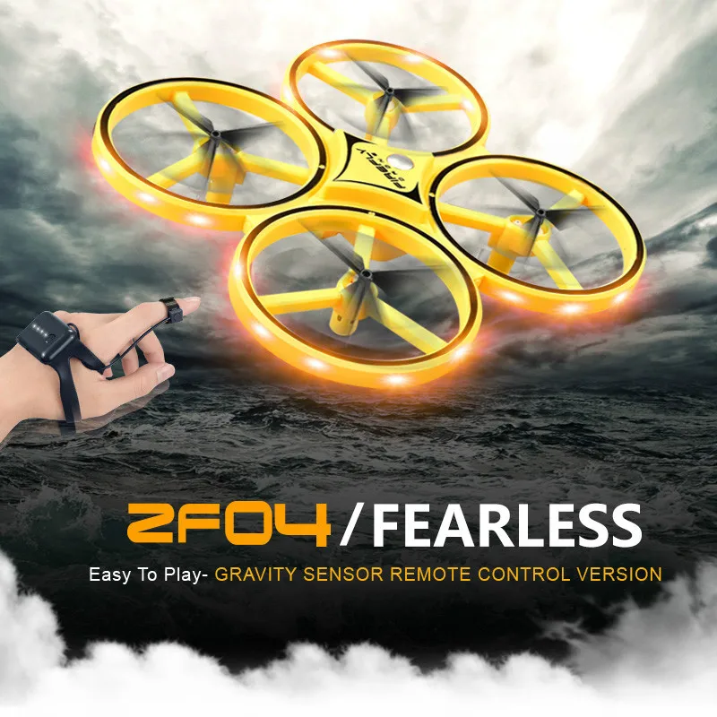Mini Quadcopter Induction Drone Smart Watch Remote Sensing Gesture Aircraft UFO Somatosensory Noctilucent Interaction uav