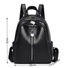 Women Leather Backpack 2022 Black Travel Shoulder Bag Soft School Bag For Teenage Girls Solid Color Rucksack Purse 5
