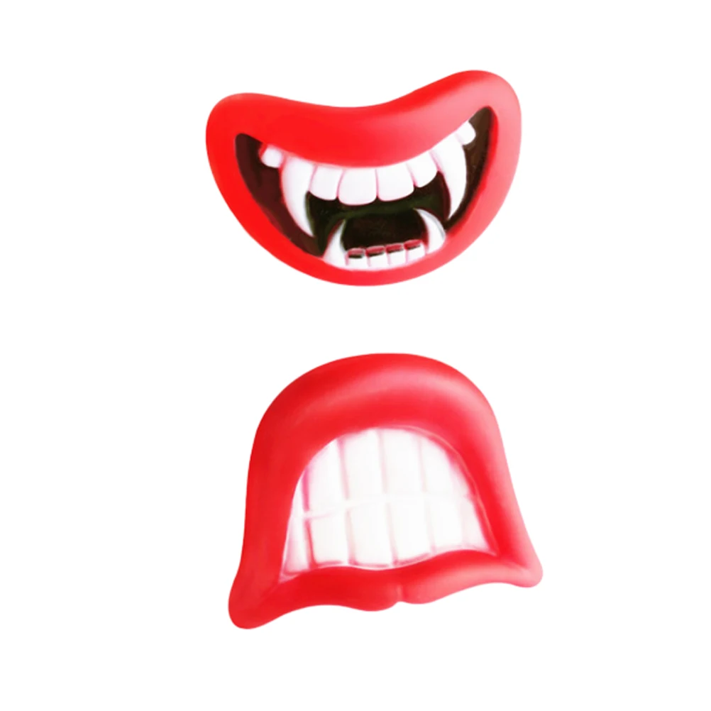 

2pcs Chew Toys Silicone Vocal Fangs Bite Vampire Tooth False Vampire Teeth Scary Halloween Horror Red Lips Cosplay Party Favors