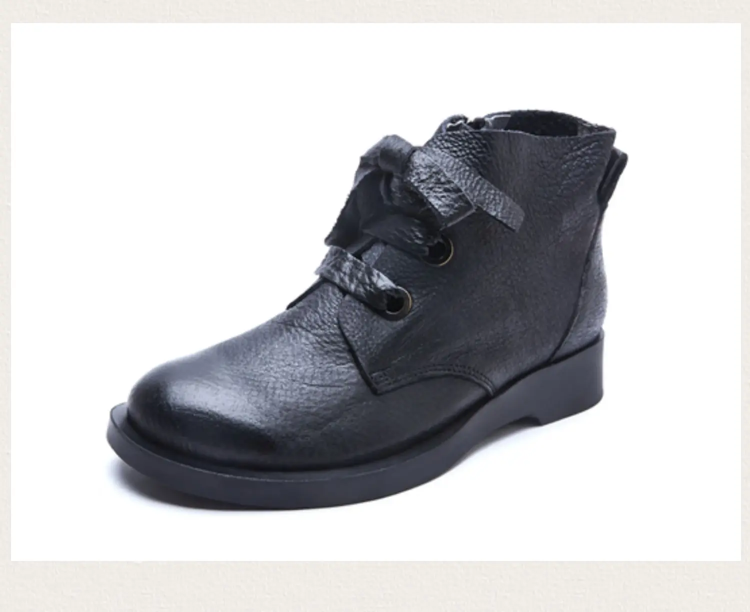 Cearymade/Новинка; ботильоны из натуральной кожи в студенческом стиле; обувь в британском стиле с кожаным ремешком на низком каблуке; простая обувь на молнии сбоку