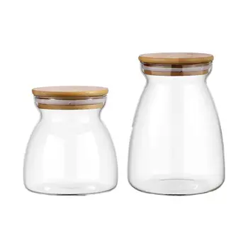 

2pcs Grain Canisters Transparent Portable Sealing Storage Container Empty Bottle Glass Jar for Coffee Beans Sugar Tea Leaves