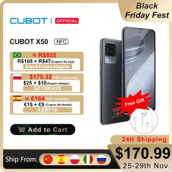 Cubot X50 Smartphone [2021] Móviles Libres de 6.67" FHD+ DotDisplay,Cámara Cuádruple de 64MP,Cámara frontal de 32MP,Face ID,8GB y 128GB(Ampliable 256GB),Batería de 4500 mAh,Android 11 Teléfono Móvil,NFC,4G Dual SIM