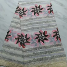 5 ярдов швейцарская кружевная ткань последние с крупным бисером вышивка африканские хлопчатобумажные ткани швейцарская вуаль кружева популярный Дубай Стиль PL0821