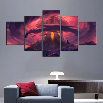 

5 Pieces World of Warcraft:Battle for Azeroth Video Game Oil Painting Canvas Poster Wall Stickers Room Decor Artwork