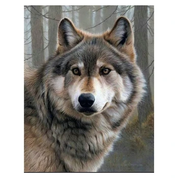 

DIY 5D Diamond Painting Kit for Adults Diamond Art Kit, Paint with Diamonds Embroidery Painting Cross Stitch-Wolf