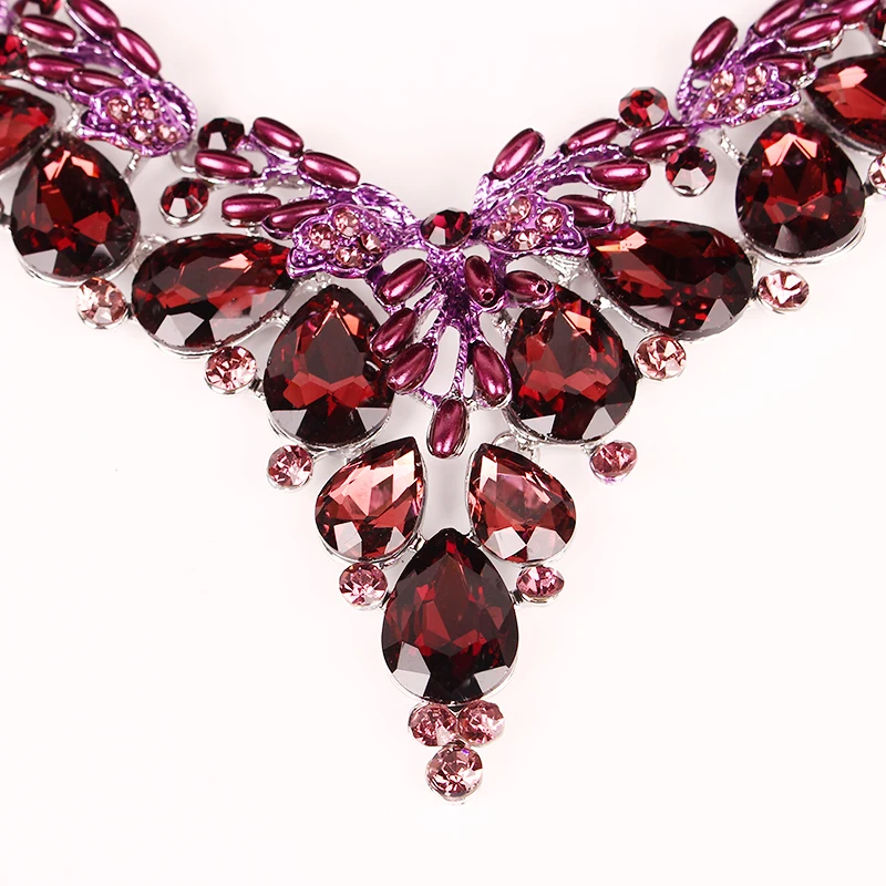 Модное ожерелье с кристаллами, серьги, индийский роскошный свадебный ювелирный набор, для свадьбы, вечеринки, выпускного, бижутерия, рождественский подарок для женщин