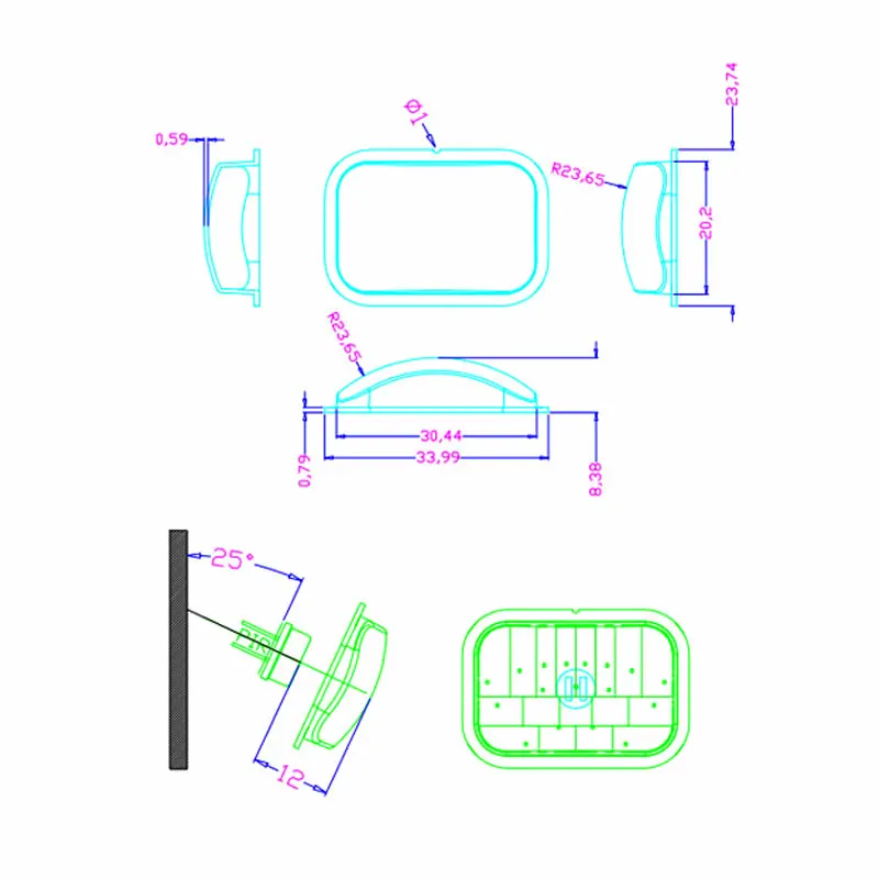 HDPE Black Human Body Infrared Sensing Fresnel Lens Focal Length 12mm PIR Lens