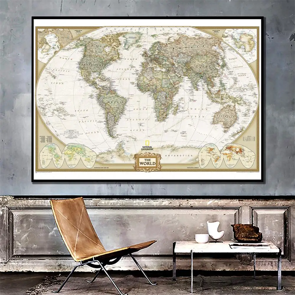 

The World Spray Map 150x100cm Non-woven Map without National Flag For Beginner