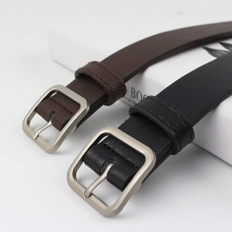 Women Basic Fashion Belts Casual Square Buckle Waistband Simple Retro Pu Leather Belts Clothing Accessories