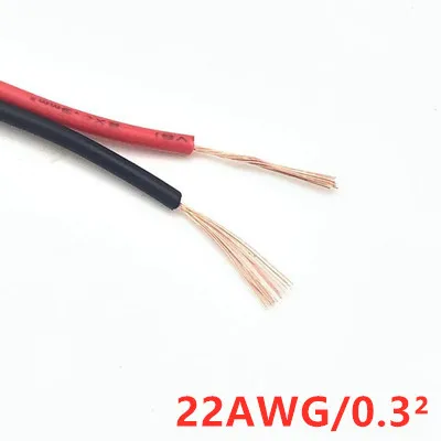 10 метров 2 ядра 20 мм/22 мм/18/17/15AWG Электрический провод из чистой меди кабель с ПВХ-изоляцией для светодиодов ленточный кабель красные, черные провода - Цвет: 2 Cores  22AWG 10M