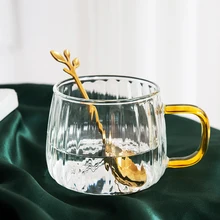 Милая Скандинавская стеклянная чашка круглая прозрачная чашка для воды с ручкой простая Elefantes De Cristal Высокая емкость посуда для молока MM60BLB