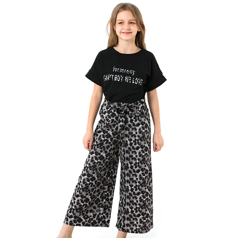 Новинка леггинсы для девочек леопардовая расцветка костюмы модная подростковая