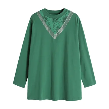 

Plus size women's clothing autumn and winter fat ladies fashion V-neck t-shirt long sleeve outer top