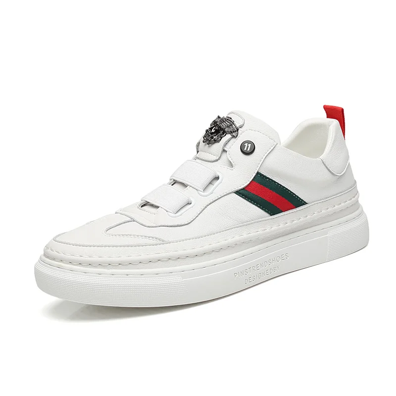 

Men's Genuine Leather Brand Designer Shoe Thick Bottom Board Shoes for Student Casual Leisure White Sneakers Footwear zapatillas