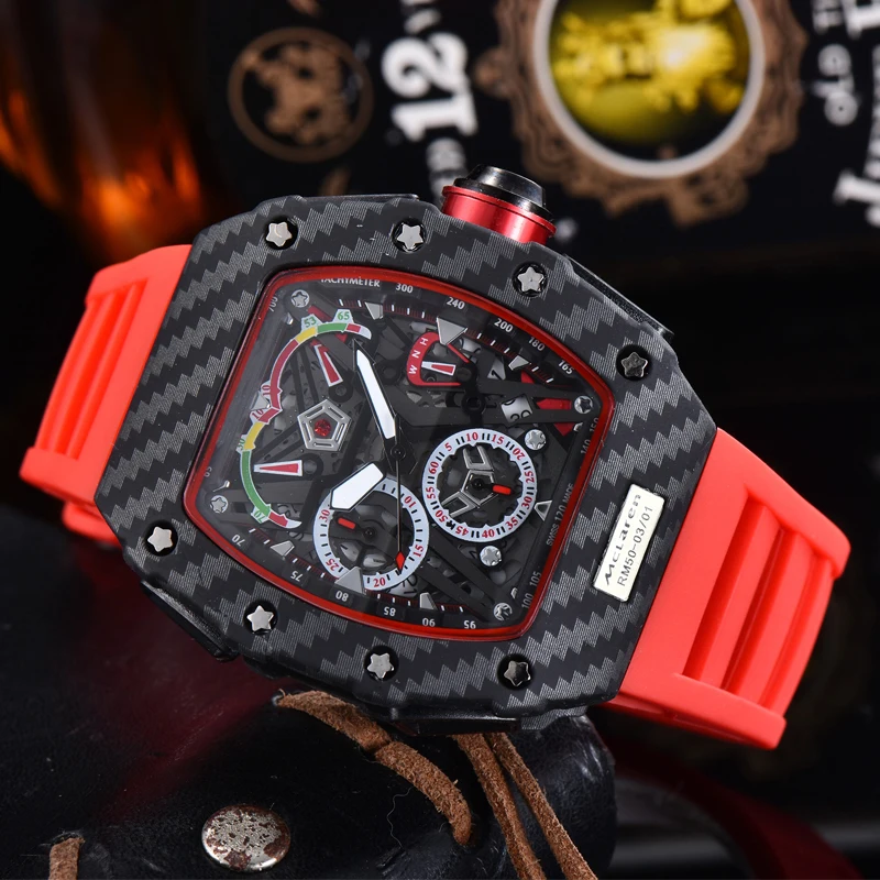 

2020 New Top High Quality Rich Mil Men's Watch Quartz Chronograph Men's Watch Rubber Strap Sports Men's Watch Birthday Gift