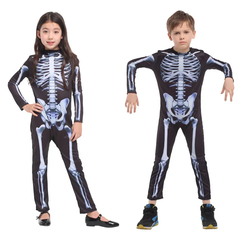 Details about   CK1932 Skeleton Reaper Child Hooded Jumpsuit Halloween Zombie Ghost Boys Costume 
