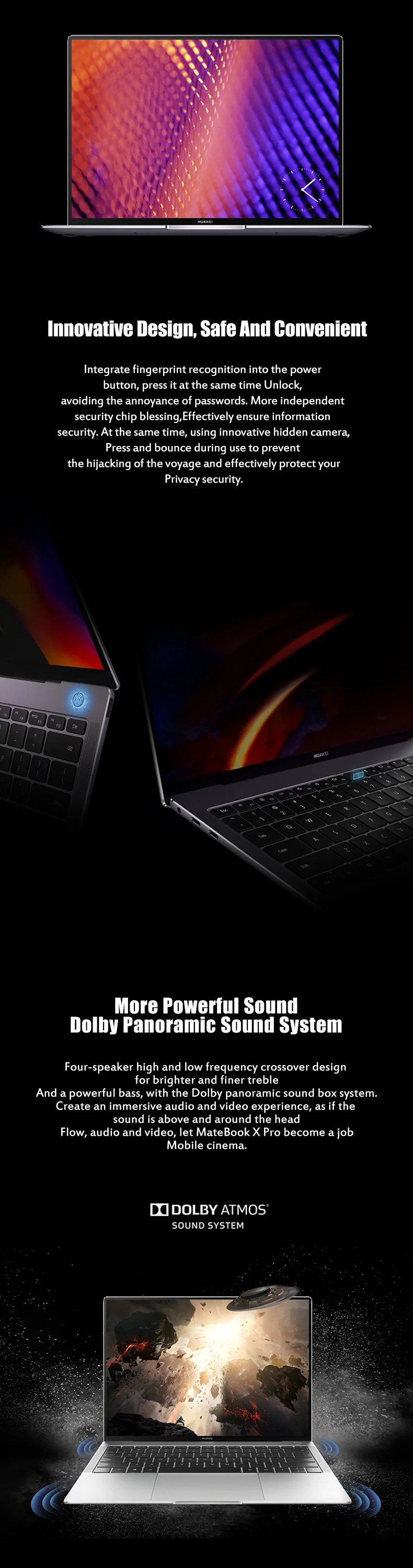 Huawei MateBook X Pro ноутбук с системой Windows 10 Intel Core i7 8565U/i5 8265U 8 Гб ram 512 ГБ SSD PC отпечаток пальца 2 ГБ GDDR5