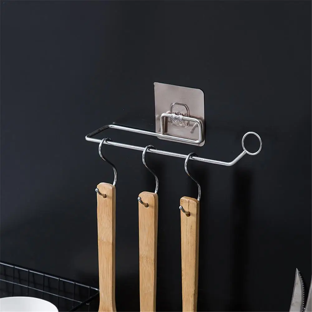 Stainless Steel Shelf Kitchen Towel Rack Bathroom Paper Towel Holder Punch Free Anti-rust Toilet Storage Rack Creative Minimali