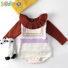 Sodawn/Одежда для маленьких девочек осенний детский вязаный комбинезон, комплект для малышей, кардиган для маленьких девочек, свитер детский комбинезон хлопок для девочек