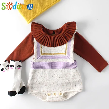 

Sodawn Baby Girls Clothes Autumn Baby knitted Romper Set Infant Toddler Baby Girl Cardigan Sweater Cotton Baby Jumpsuit For Girl