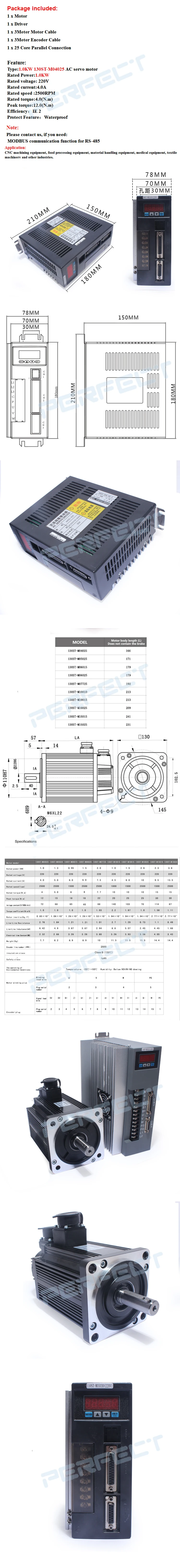 130ST-M04025 220V 1KW серводвигатель переменного тока 1000W 2500 об/мин 4N. m однофазного переменного тока привод постоянного магнита подобранный драйвер AASD-20A