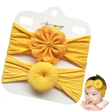 Детские аксессуары для волос в европейском и американском стиле, комплект из двух предметов, Детские аксессуары для волос с цветком, ультрамягкие нейлоновые аксессуары для малышей