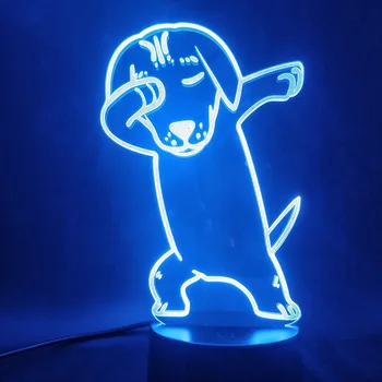 

3D Lamp Cute Play Handsome Dog Touch Sensor Atmosphere Color Changing with Remote for Room Decoration Led Night Light Lamp