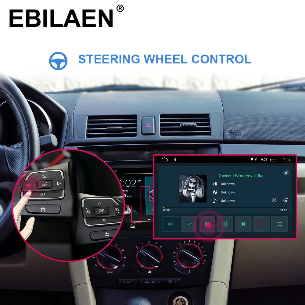 Top EBILAEN Car Multimedia Radio Player For Mazda 3 BK  Mazda3 2004-2009  2Din Android 9.0 Navigation Autoradio Tape Recorder GPS 4