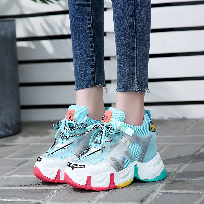 

2020 Women Platform Sneakers Trainers Fashion Wedges Vulcanized Shoes Women Casual Shoes Woman Baskets Chaussures Femme