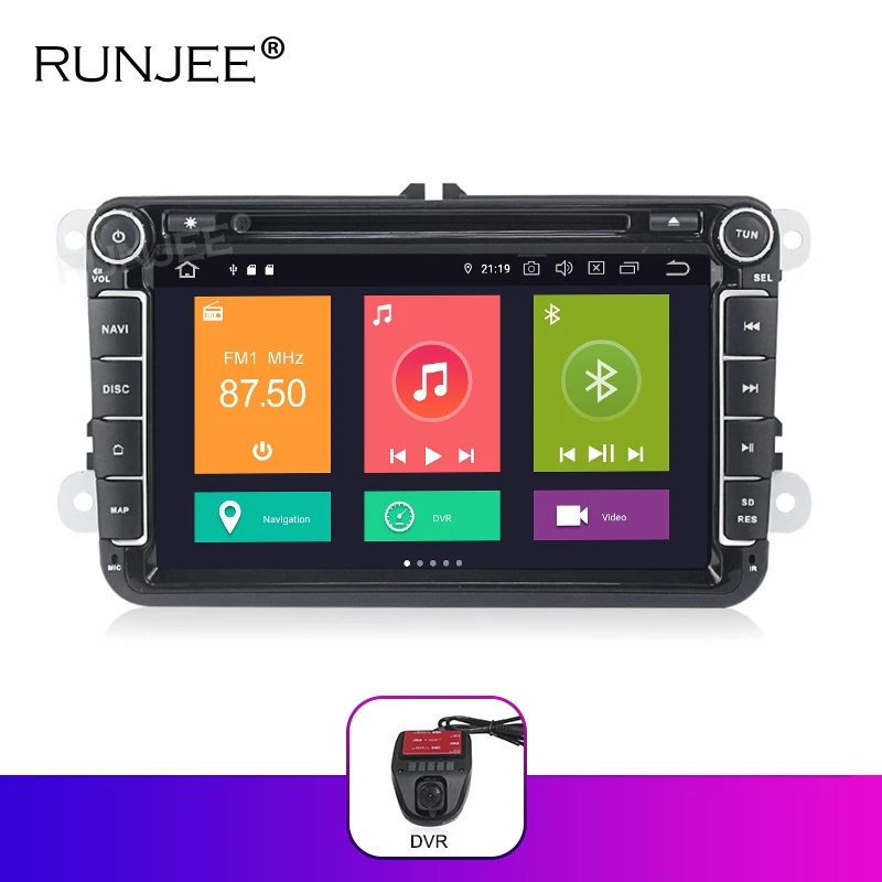 RUNJEE Два Din Автомобильный мультимедийный плеер PX6 Android 9 авто радио для Skoda/Seat/Volkswagen/VW/Passat b7/POLO/GOLF 5 6 gps BT DAB - Цвет: 64G DVR