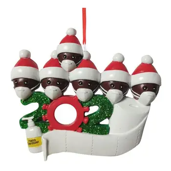 

2020 Christmas Ornament Personalized Survivor Family 6 7 8 Resin Decorations Masked Hand-washed Christmas Tree Hanging Pendant