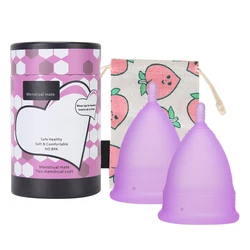Menstrual Original Authentic Cups Set Reusable Silicone Menstrual Cup with Bag Box Not Easy To Side Leakage Soft Comfortable
