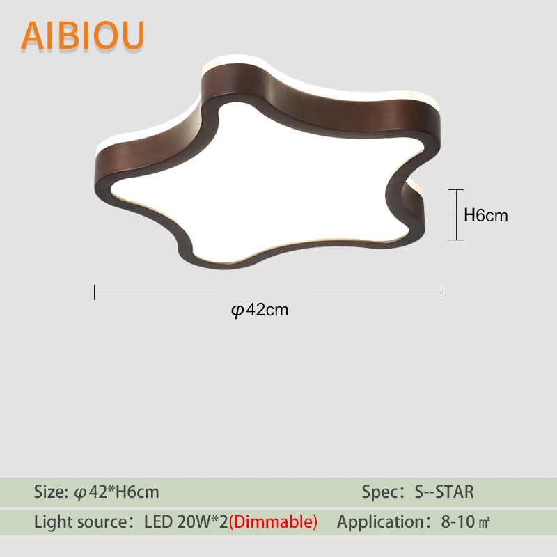 AIBIOU современный светодиодный потолочный светильник в форме клоунда Деревянная звезда потолочный светильник для спальни поверхностное монтажное освещение светильники - Цвет корпуса: B-S Dimmable