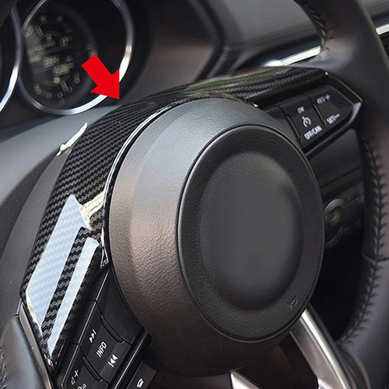 

For Yaris Sedan 2019 ABS Matte and Carbon Fibre Car Steering wheel Button frame Cover Trim inside car styling accessories 1Pcs