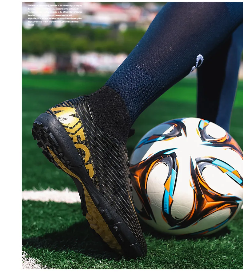 Домашние Дышащие футбольные бутсы мужские футбольные ботинки высокие тренировочные бутсы до лодыжки Детские оригинальные футбольные ботинки для бега