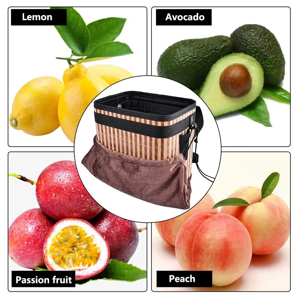 Large Bamboo Basket Fruit Vegetable Harvest Picking Apron Collapsible Bucket for Farmer Collect Collection Tools