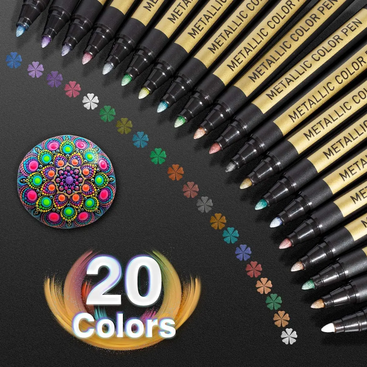 20 Colors Metallic Paint Markers Pens Set Art marker Paint Pen Craft  Markers for Rock Painting, Photo Albums, Scrapbooking