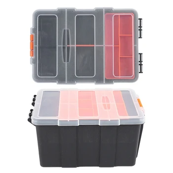 

2 Pcs Portable Plastic Tool Parts Storage Box Suitcase Electrician Tool Box Suitcase Case Holder, F-156 & F-156D