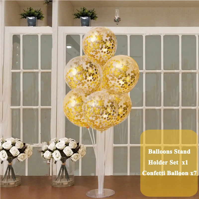 7 Tubes Balloons Stand Holder Column Wedding Table Decorations Bachelorette Party Baby Shower Its a Boy Girl Birthday Supplies - Цвет: gold set 1