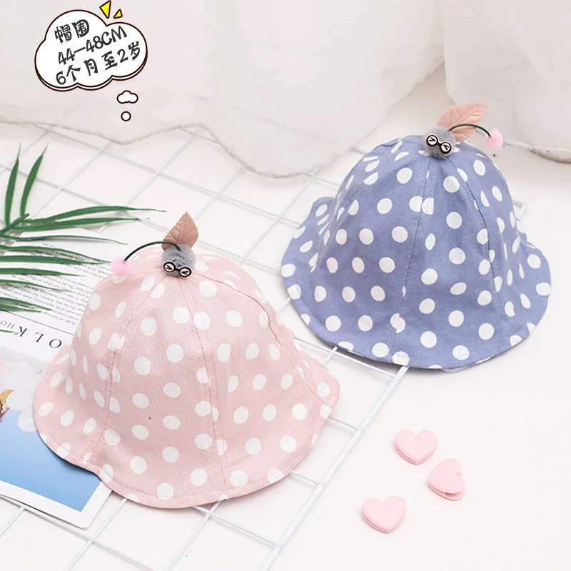 

Baby Hat Summer Thin Section Polka Dot Bucket Hat Cute Small Pull Bucket Hat College Style Sun-resistant Korean-style Hat Fashio
