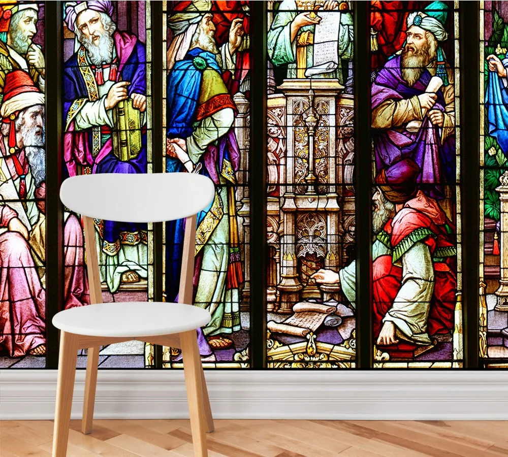 

Dropship Custom Wallpaper HD High Definition Mysterious Church Glass Stained Glass Wall Mural Design Decorative Wallpaper