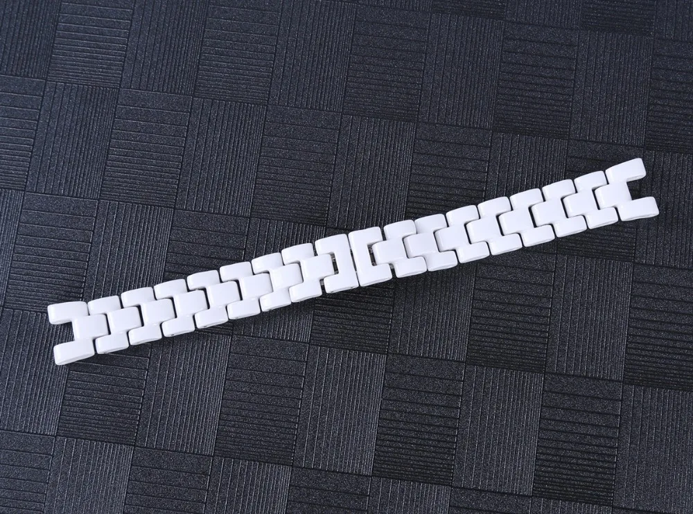 16cmx16.2mm 19cmx18.6mm White Ceramic Watch Band Universal Men Women Ceramic Watch Strap Notched White Bracelet (15)