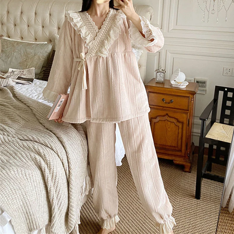 pajama-set-warm-velvet-sleepwear-winter-girl-women-long-sleeve-pajamas