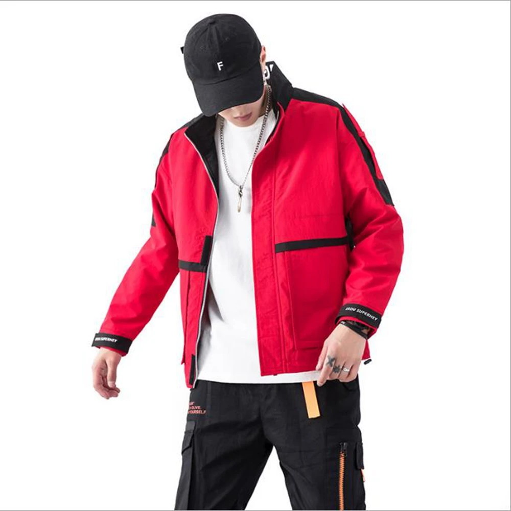 Autumn jacket men spring jackets mens solid color street Hip-hop style coat newest yellow fashion clothes red lapel latest