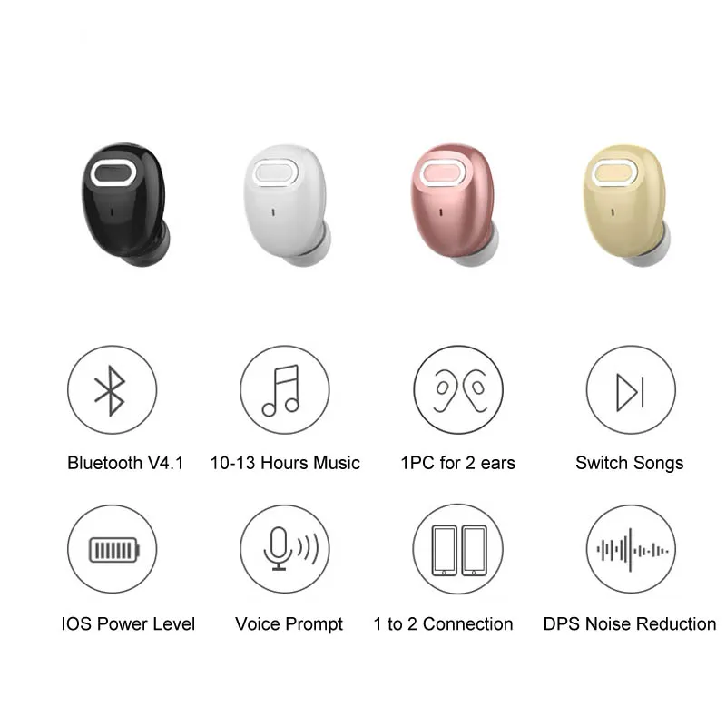 Одиночные Bluetooth наушники 10 часов музыкальное время, беспроводные Bluetooth наушники гарнитура Hands-free для iPhone Xiao mi Huawei телефоны